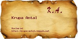 Krupa Antal névjegykártya